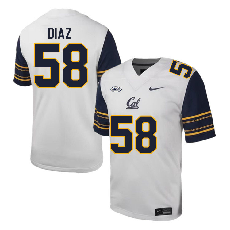 California Golden Bears #58 Elijah Diaz ACC Conference College Football Jerseys Stitched Sale-White